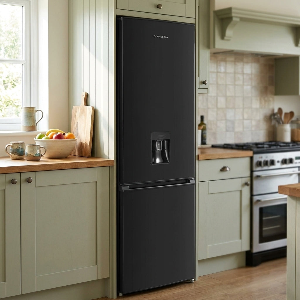 270L Freestanding Fridge Freezer 75/25 with Water Dispenser – Black