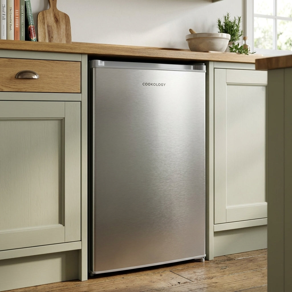 80L Freestanding Under Counter Fridge with Ice Box – Silver