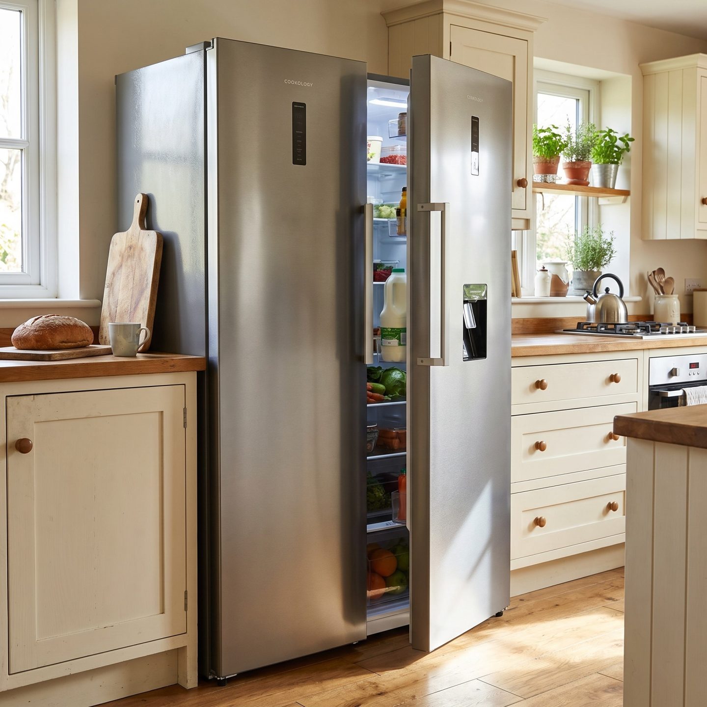 Bundle – 356L Inox Fridge with Water Dispenser & 274L Inox Freezer – Stainless Steel