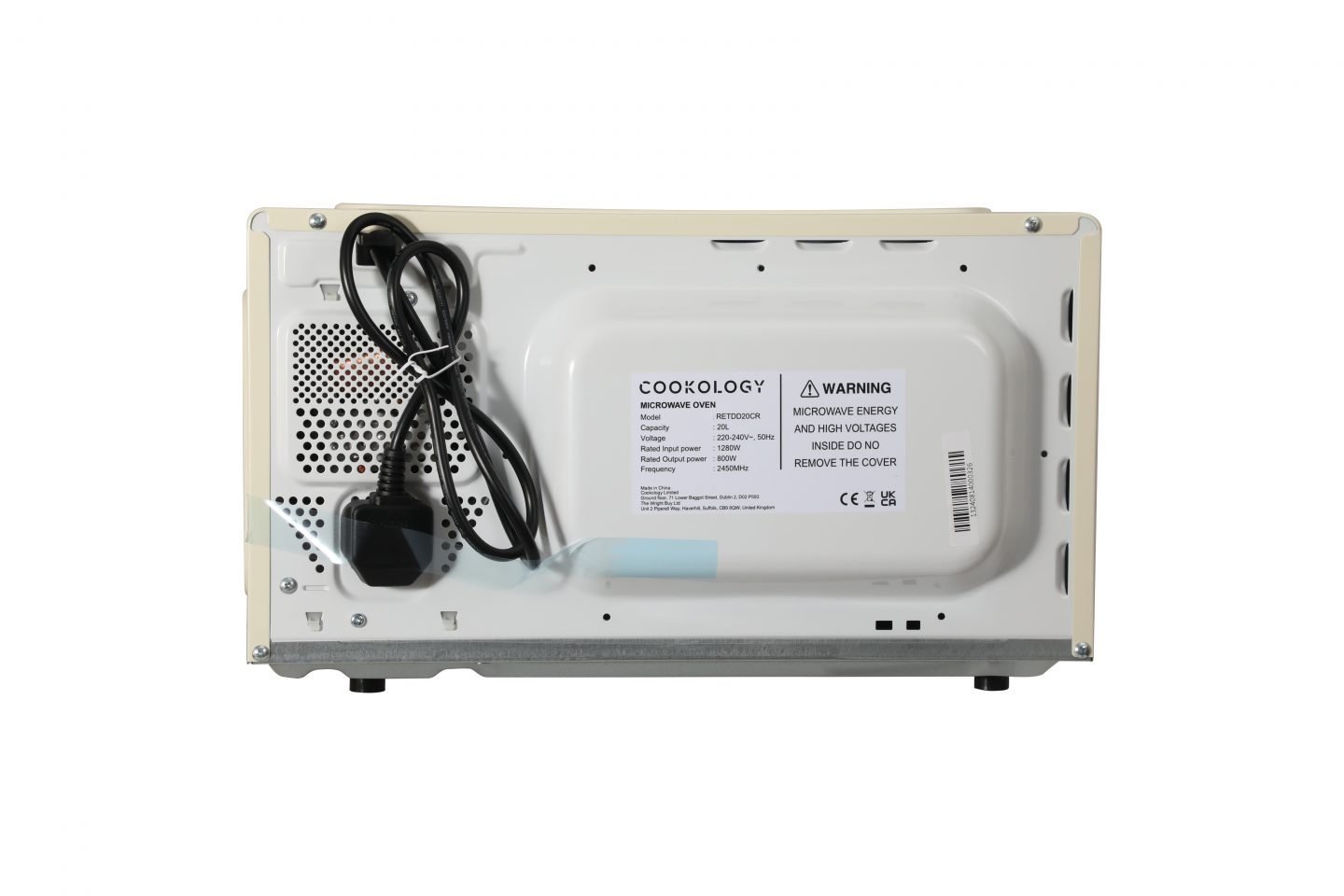 20L Freestanding Retro Microwave 800W – Cream