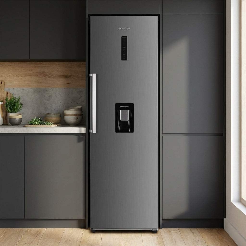 356L Freestanding Larder Fridge with Water Dispenser – Stainless Steel