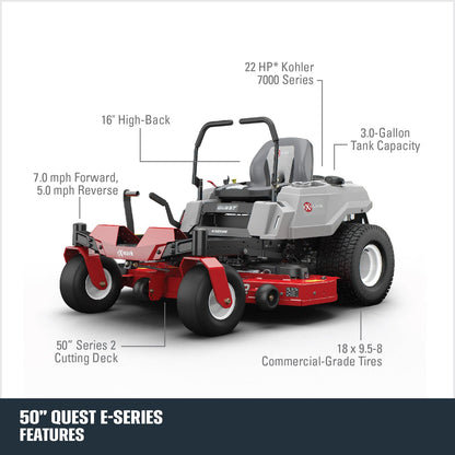 Exmark Quest E-Series Zero-Turn Mower with 22-HP Kohler® Engine, 50-in. Deck QZE725GKC50200