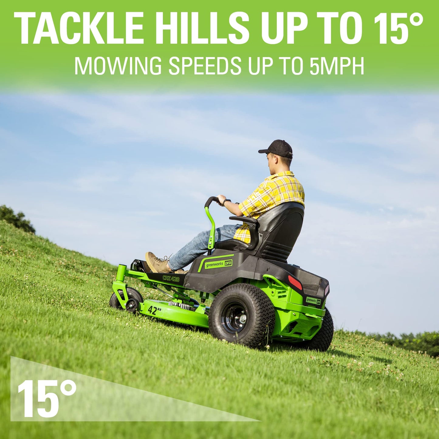 Greenworks PRO 80V 42” Electric Zero Turn Lawn Mower, Includes (6) 5.0Ah Batteries and (3) Dual Port Turbo Chargers