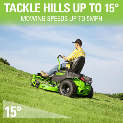 Greenworks PRO 80V 42” Electric Zero Turn Lawn Mower, Includes (6) 5.0Ah Batteries and (3) Dual Port Turbo Chargers