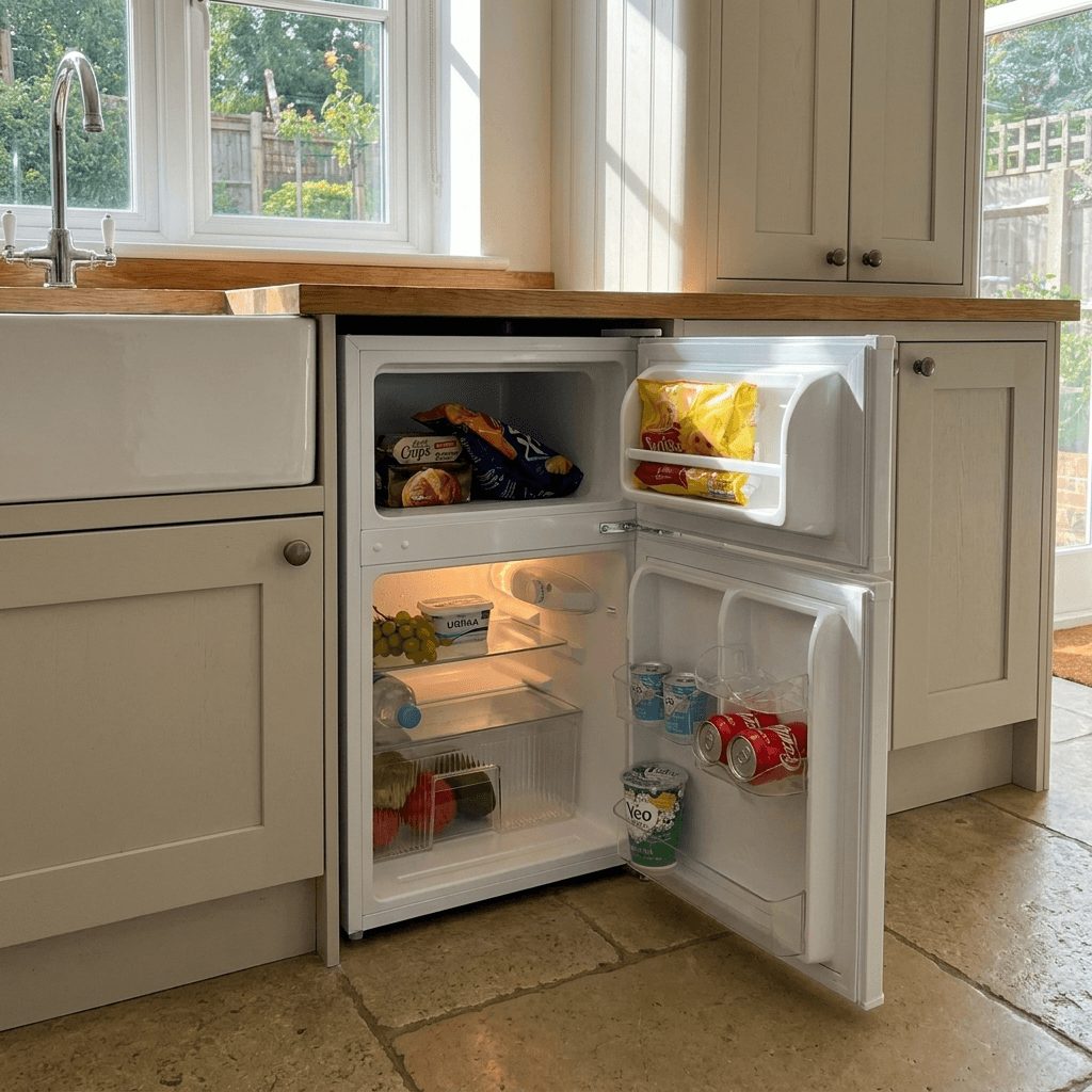 87L Freestanding Under Counter Fridge Freezer 70/30 – White