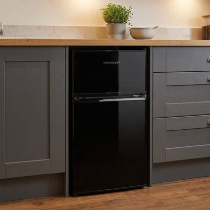 87L Freestanding Under Counter Fridge Freezer 70/30 – Black