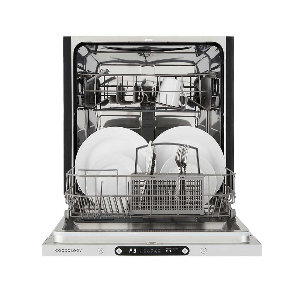 Under Counter Integrated 138L Fridge 97L Freezer & 12 Place Dishwasher Pack – White