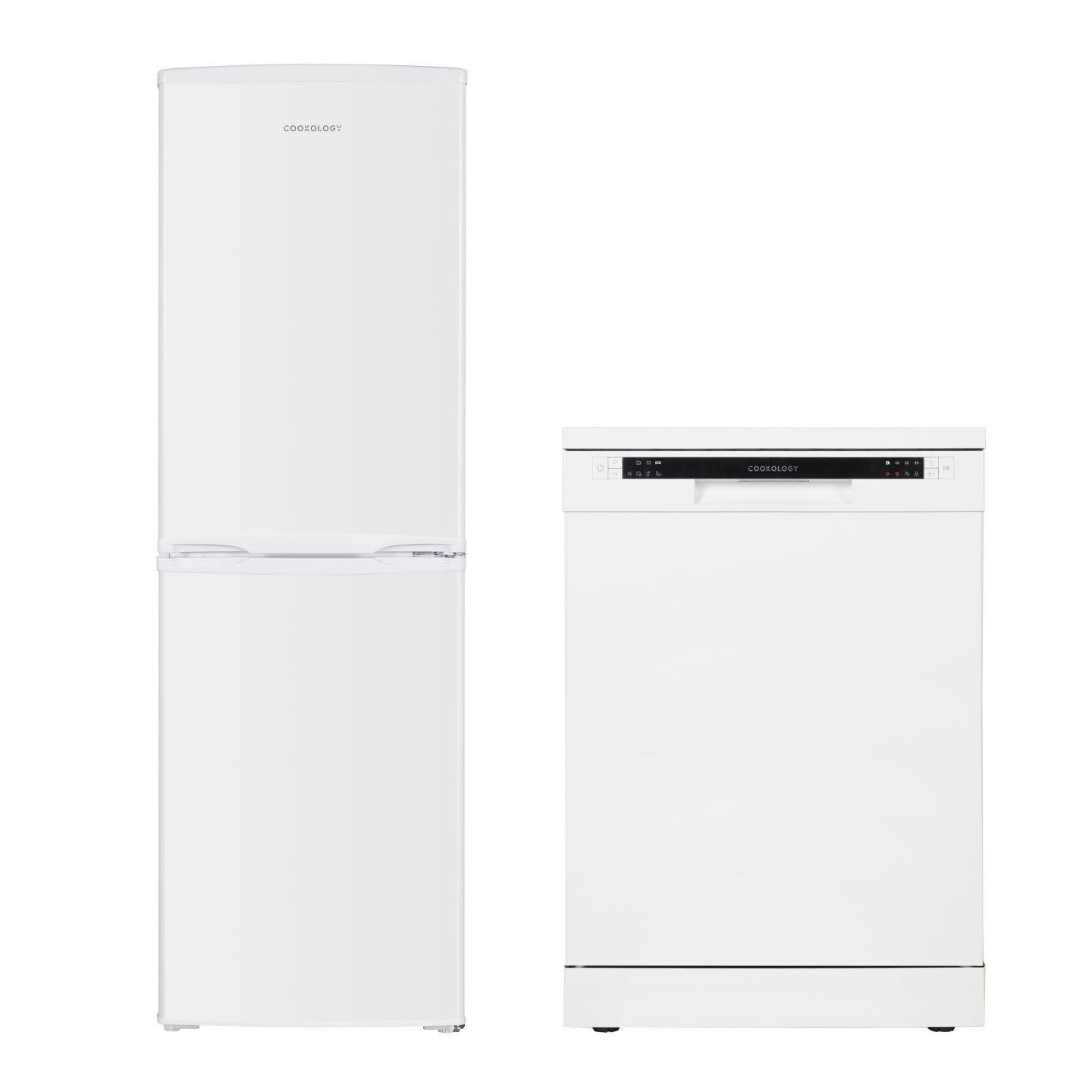 60cm Freestanding Dishwasher & 142L 50/50 Fridge Freezer – White
