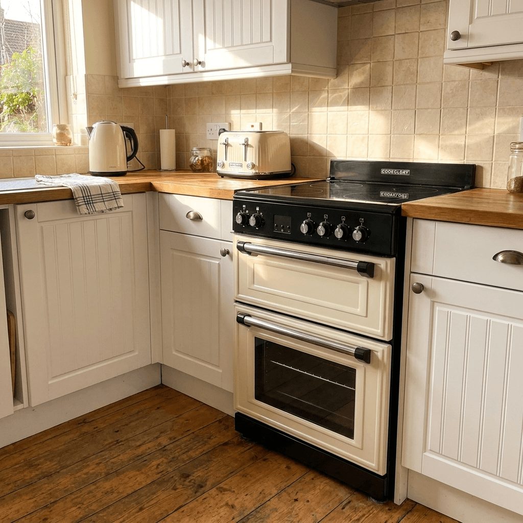 Cream Retro Freestanding Double Oven