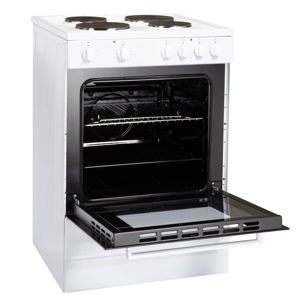 62L Cooker Single Oven & 4 Zone Hob Freestanding A Energy Rated – White