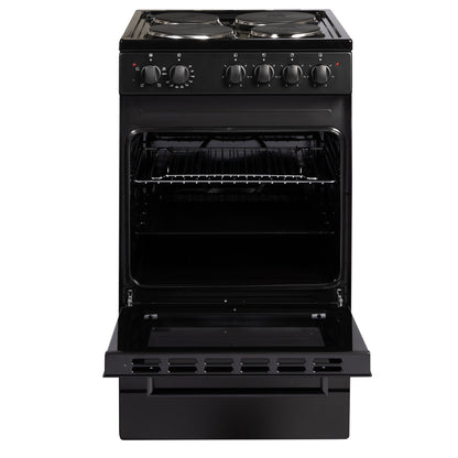 50cm Electric Freestanding Cooker Single Oven & 4 Ring Hob A Energy Rated – Black