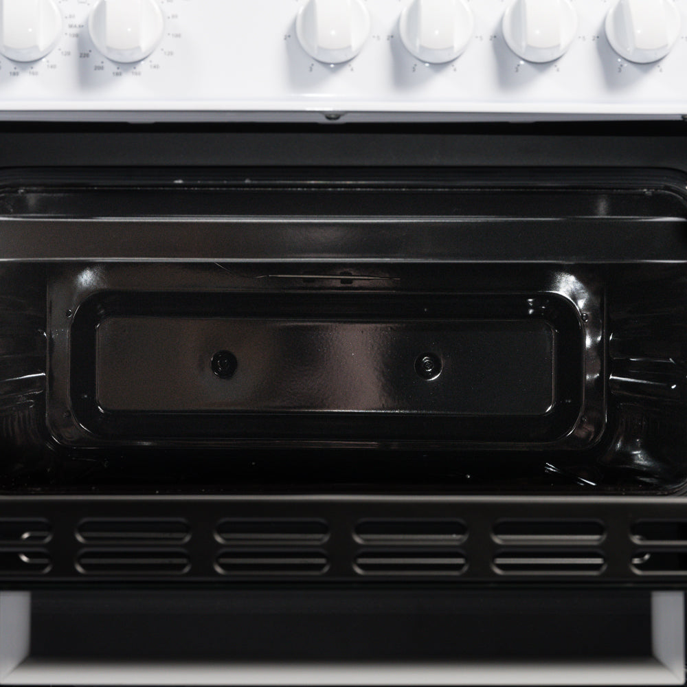 50cm Electric Cooker Freestanding Double Oven & 4 Ring Hob A Energy Rated – White