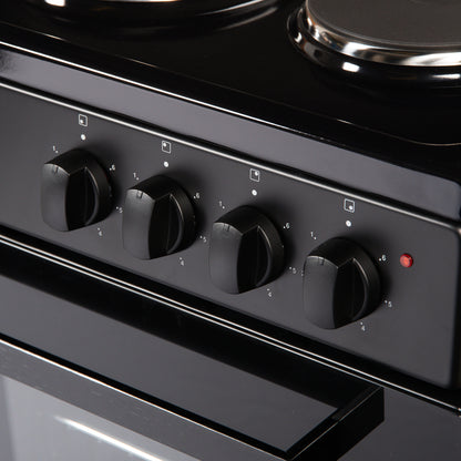 50cm Electric Freestanding Cooker Single Oven & 4 Ring Hob A Energy Rated – Black