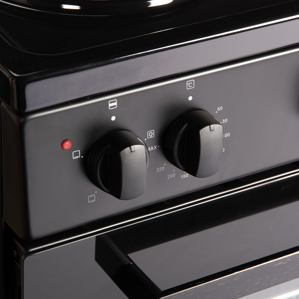 50cm Electric Freestanding Cooker Single Oven & 4 Ring Hob A Energy Rated – Black