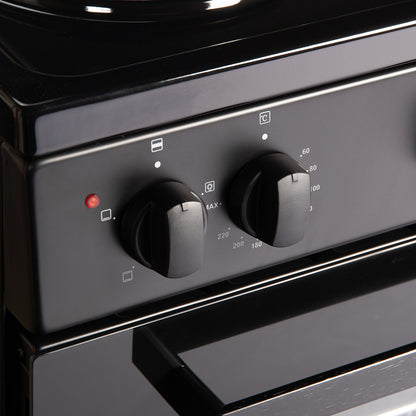 50cm Electric Freestanding Cooker Single Oven & 4 Ring Hob A Energy Rated – Black