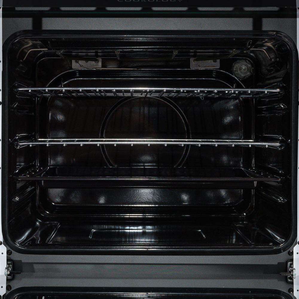 50cm Electric Cooker Freestanding Double Oven & 4 Ring Hob A Energy Rated – White