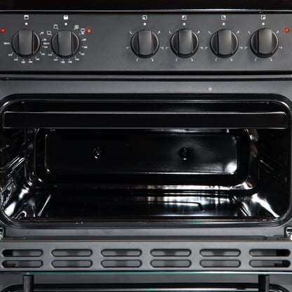 50cm Electric Cooker Double Oven with 4 Zone Hob Freestanding A Energy Rated – Black