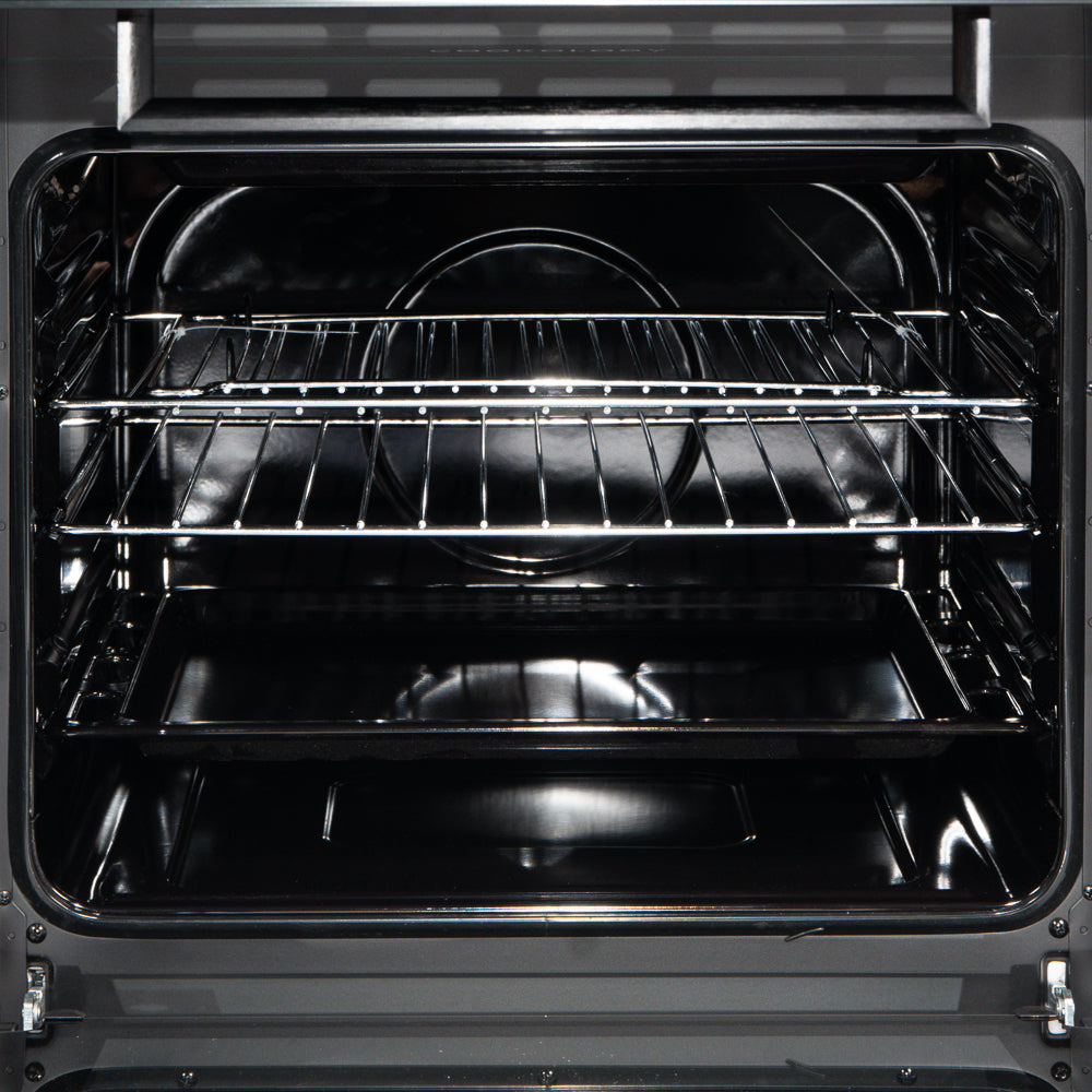 50cm Electric Cooker Double Oven with 4 Zone Hob Freestanding A Energy Rated – Black