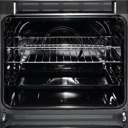 50cm Electric Cooker Double Oven with 4 Zone Hob Freestanding A Energy Rated – Black