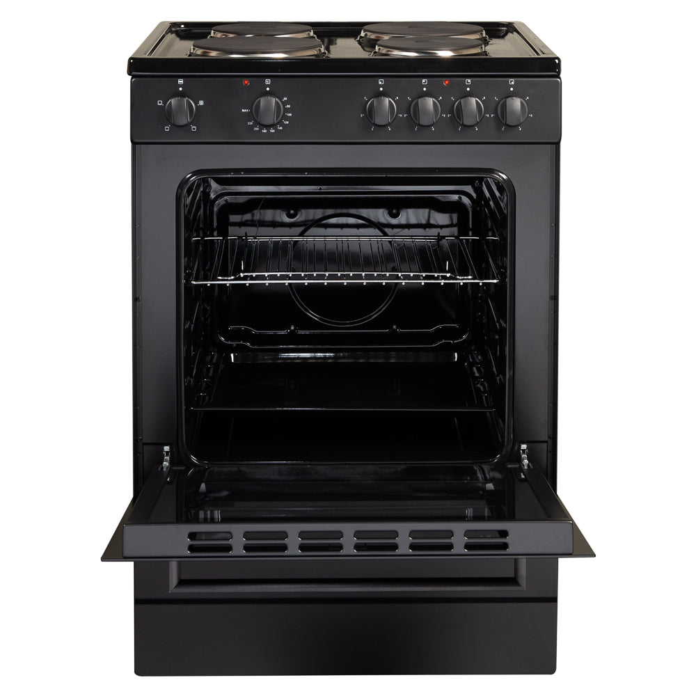 62L Freestanding Single Cooker with Hot Plate A Energy Rated – Black