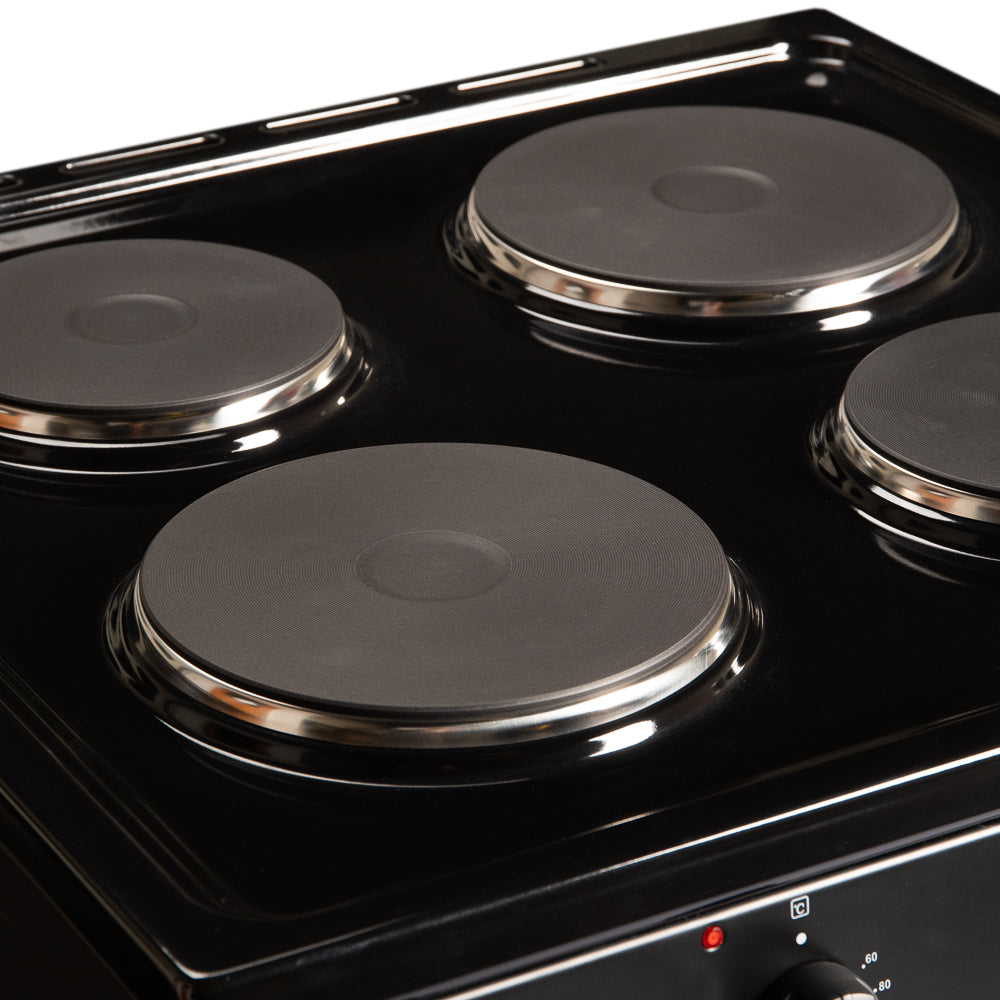62L Freestanding Single Cooker with Hot Plate A Energy Rated – Black