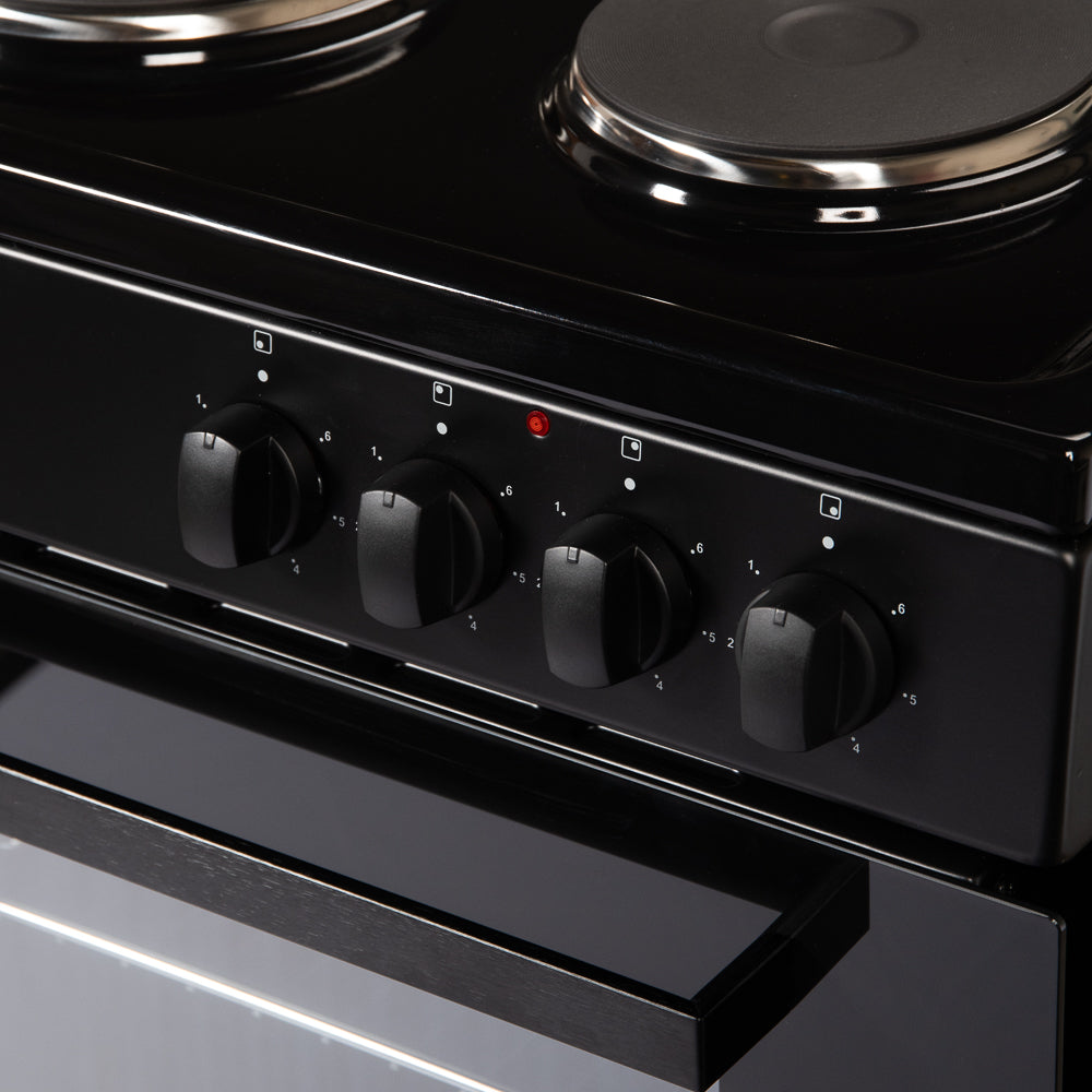 62L Freestanding Single Cooker with Hot Plate A Energy Rated – Black