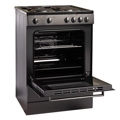 62L Freestanding Single Cooker with Hot Plate A Energy Rated – Black