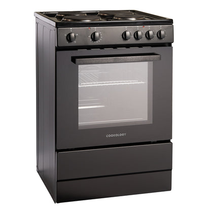 62L Freestanding Single Cooker with Hot Plate A Energy Rated – Black