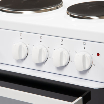 50cm Electric Cooker Freestanding Double Oven & 4 Ring Hob A Energy Rated – White