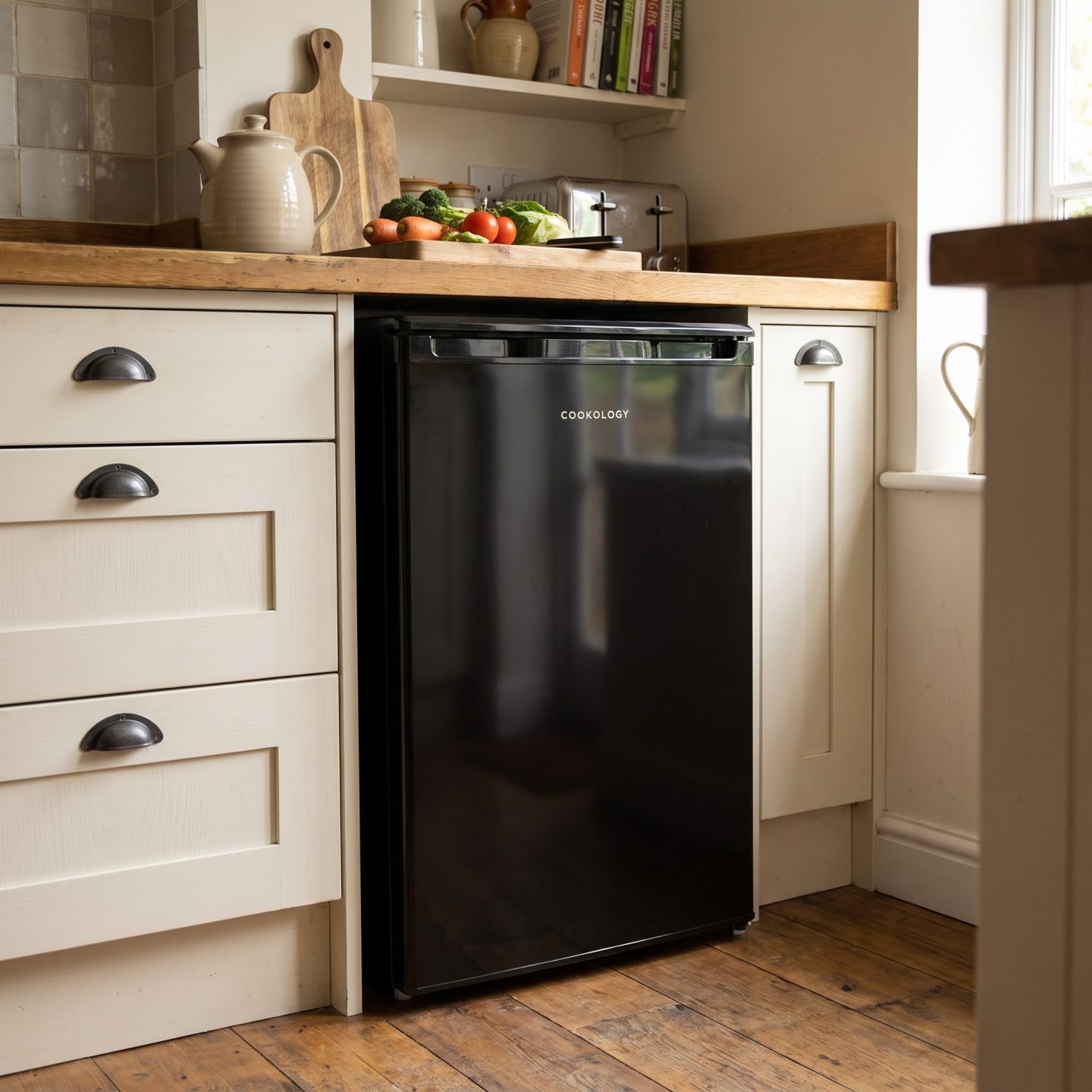 130L Freestanding Under Counter Fridge – Black