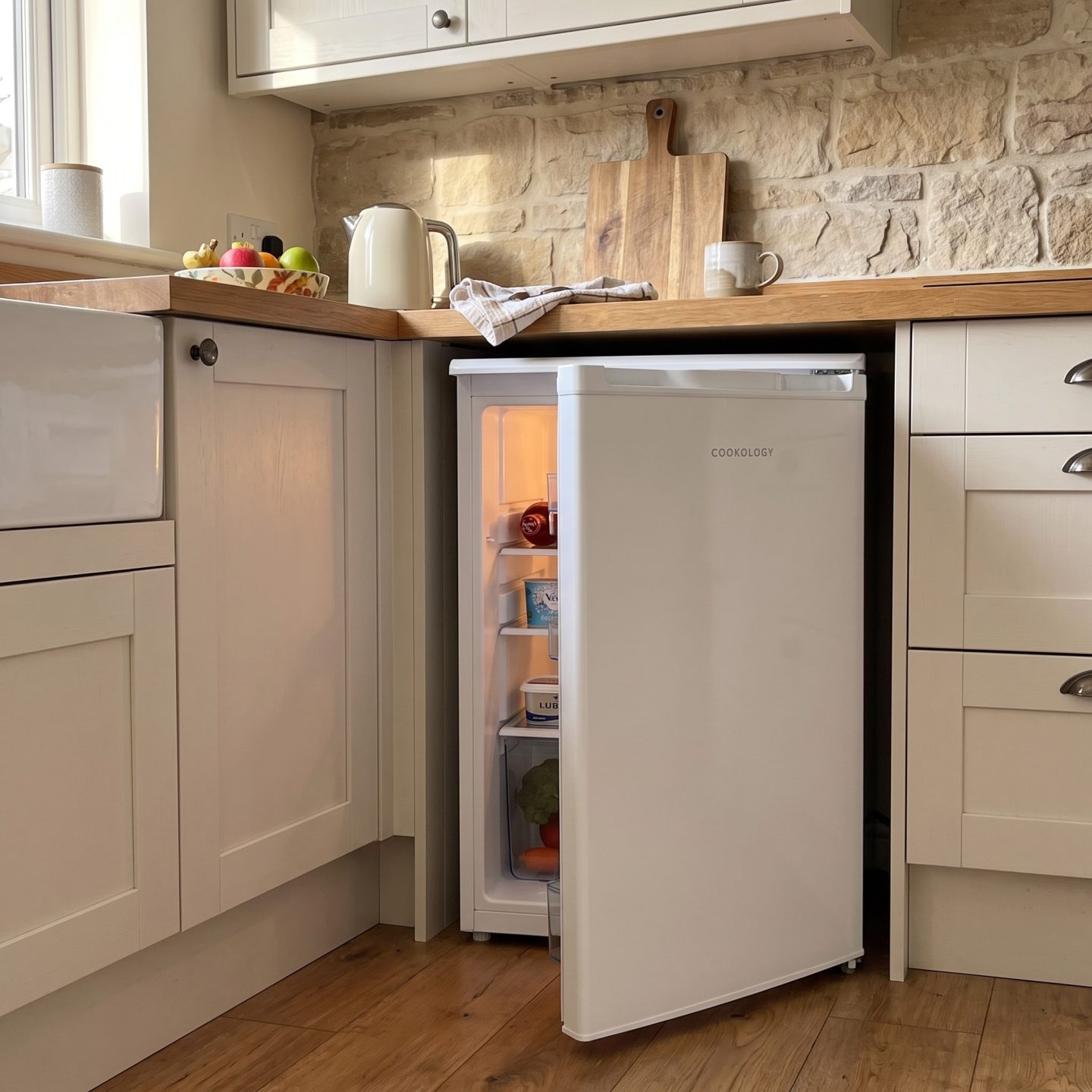 130L Freestanding Under Counter Fridge – White