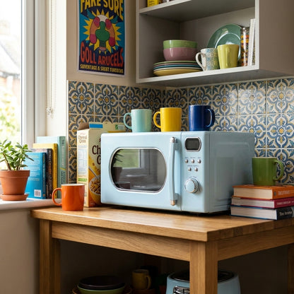 20L Freestanding Retro Microwave 800W – Baby Blue