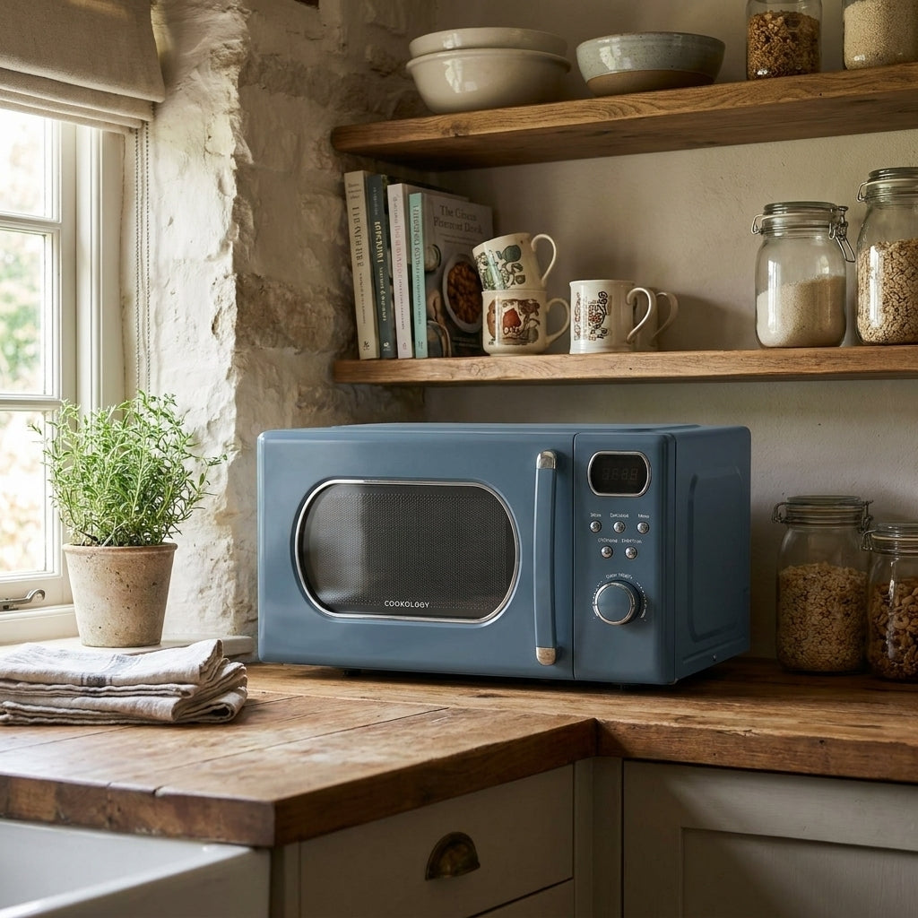 20L Freestanding Retro Microwave 800W – Grey