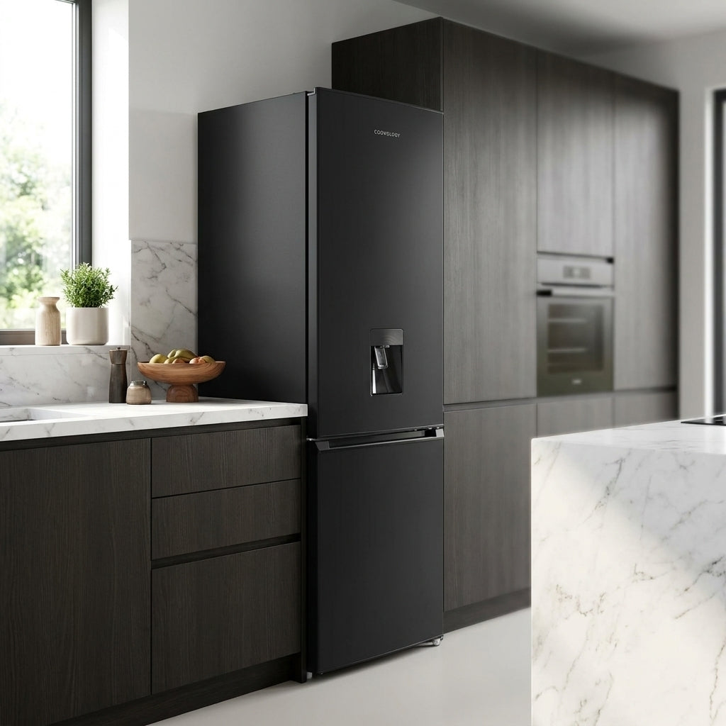 270L Freestanding Fridge Freezer 75/25 with Water Dispenser – Black