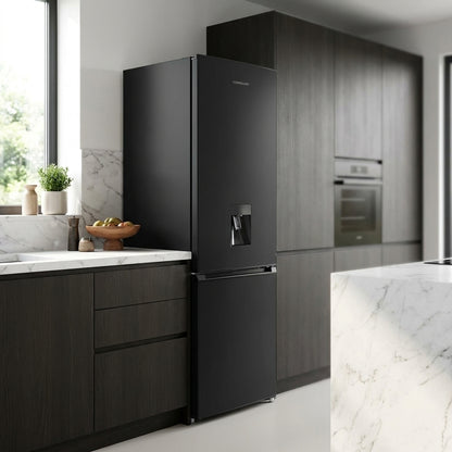 270L Freestanding Fridge Freezer 75/25 with Water Dispenser – Black
