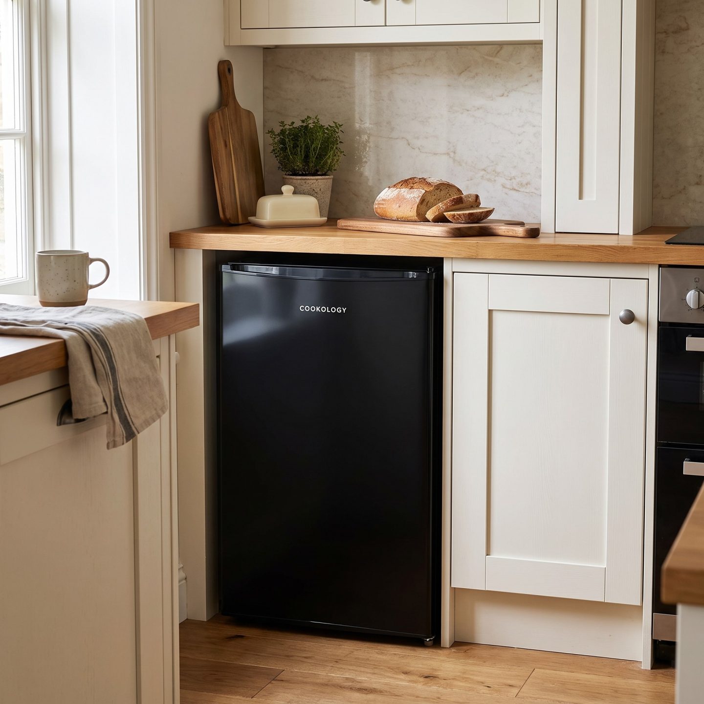 93L Freestanding Under Counter Fridge – Black