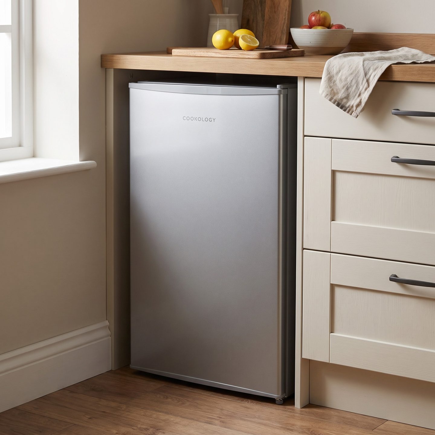 93L Freestanding Under Counter Fridge with Chiller Box – Silver
