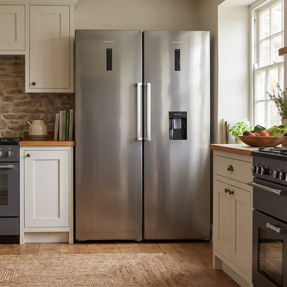 Bundle – 356L Inox Fridge with Water Dispenser & 274L Inox Freezer – Stainless Steel