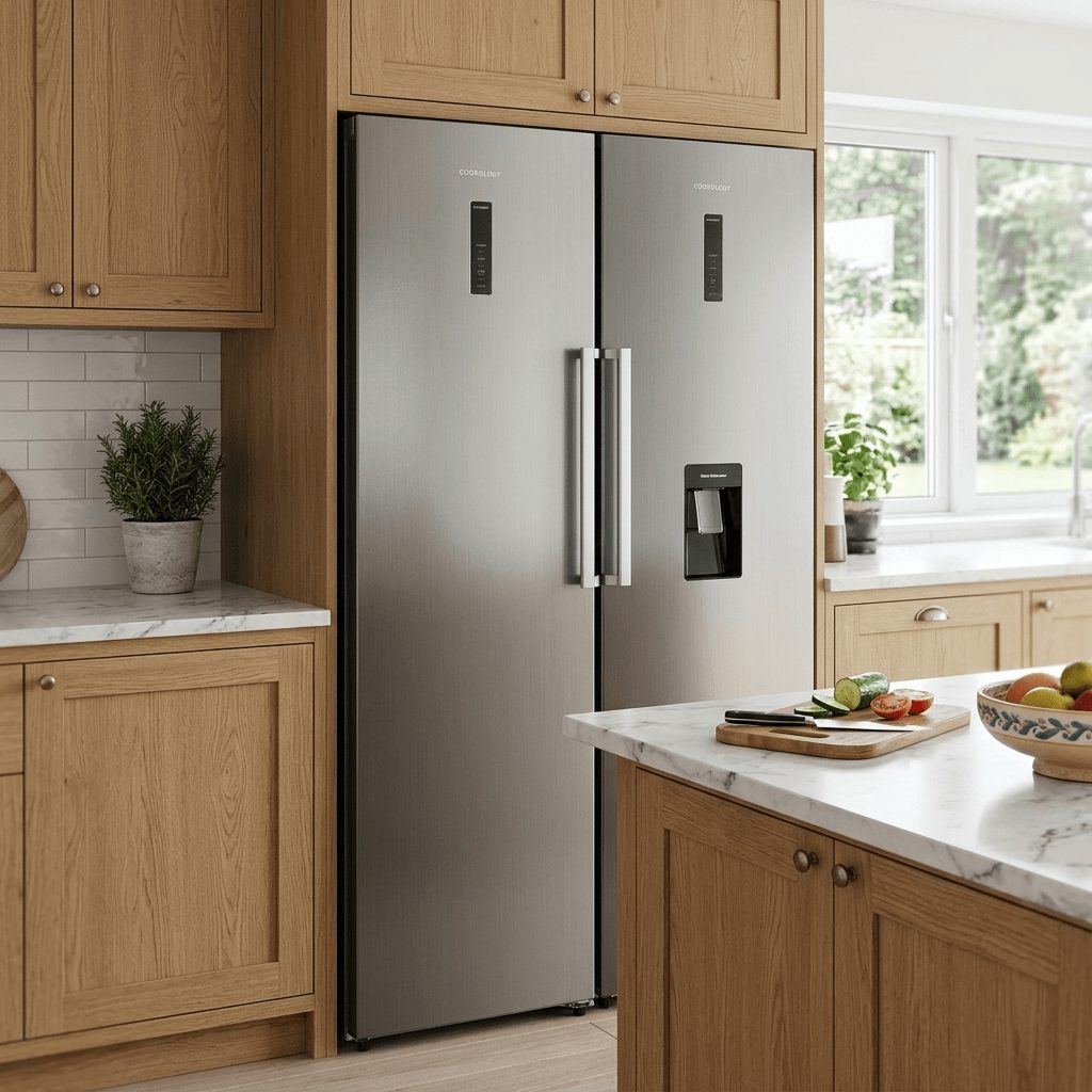 Bundle – 356L Inox Fridge with Water Dispenser & 274L Inox Freezer – Stainless Steel