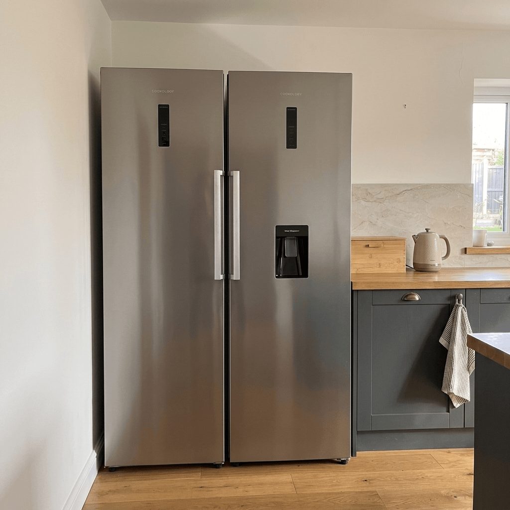Bundle – 356L Inox Fridge with Water Dispenser & 274L Inox Freezer – Stainless Steel
